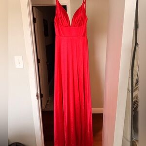 Red Spaghetti-Strap Prom or Evening Gown